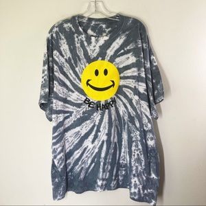 BE HAPPY smiley face tie-dye Tee Shirt Size 2XL EUC
